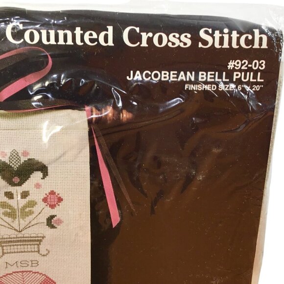 Vintage Jacobean Bell Pull Cross Stitch Kit Janlynn 92-03 Floral Bellpull - Picture 3 of 11